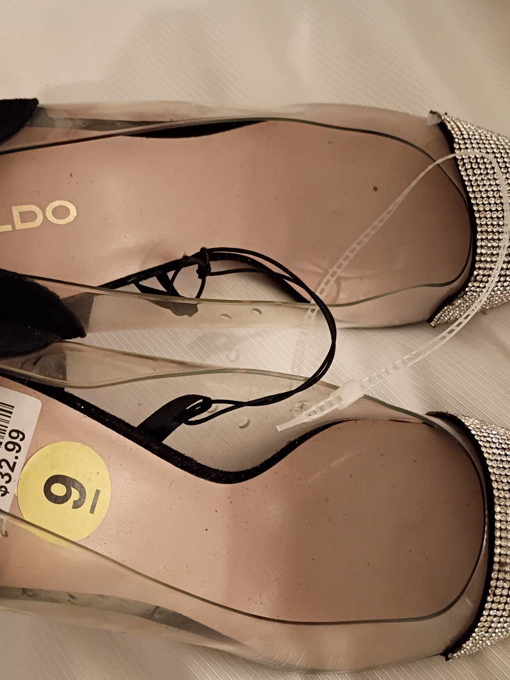 Aldo Clear PVC Pointed-Toe Rhinestone Heels - Silver - Picture 2 of 4